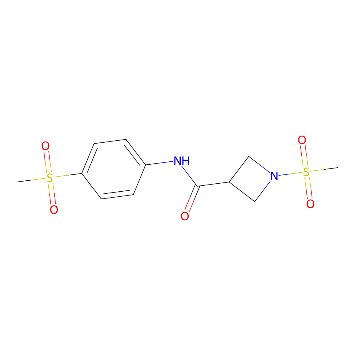 1-(methylsulfonyl)-N-(4-(methylsulfonyl)phenyl)azetidine-3-carboxamide molecular structure, CAS 1448035-97-9