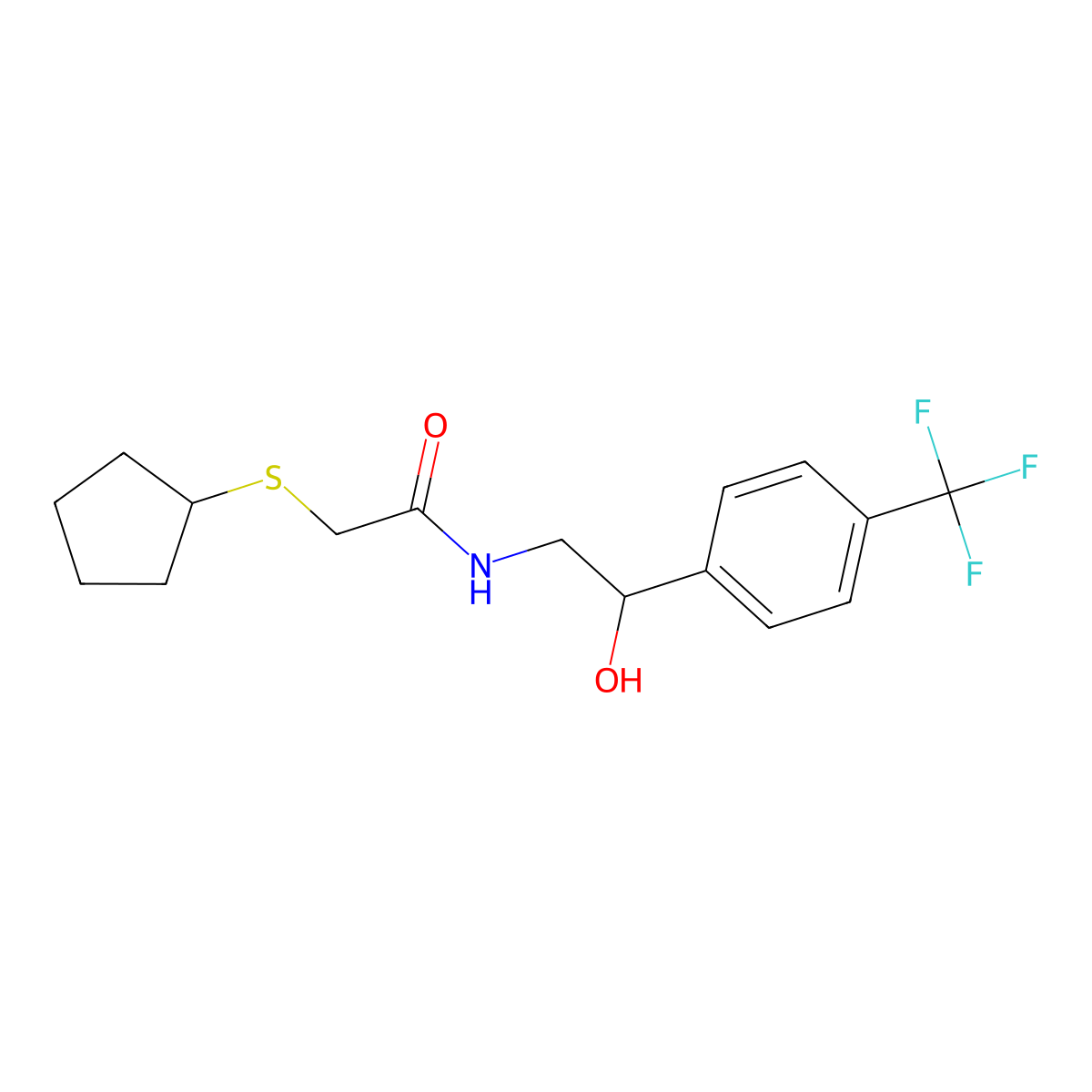 2-(cyclopentylthio)-N-(2-hydroxy-2-(4-(trifluoromethyl)phenyl)ethyl)acetamide molecular structure, CAS 1448035-99-1