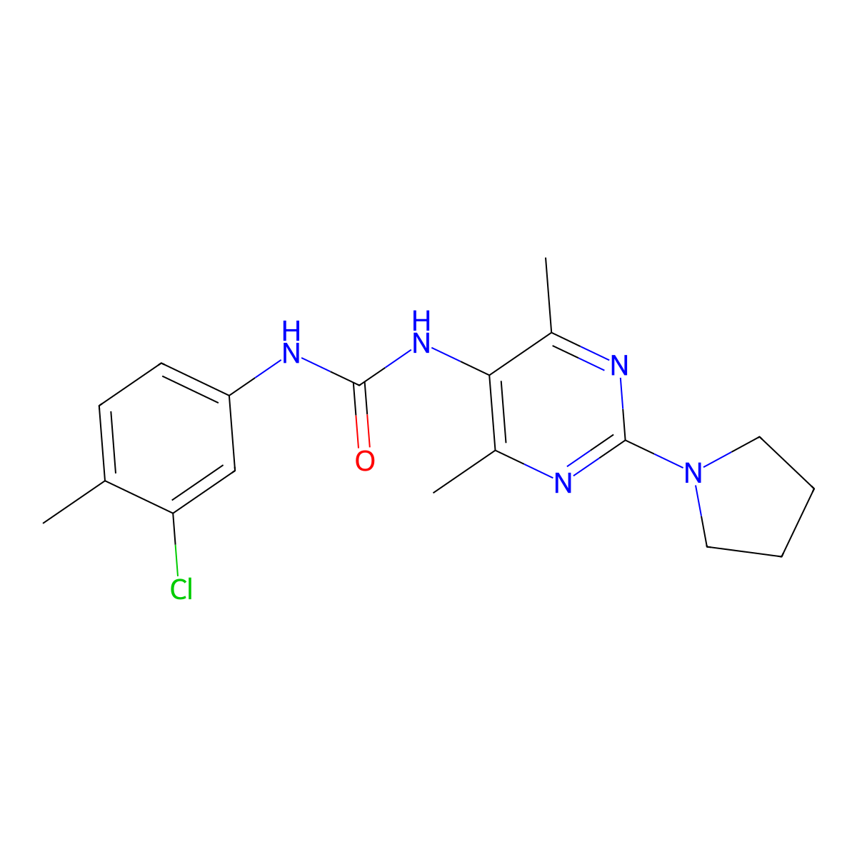 1-(3-Chloro-4-methylphenyl)-3-(4,6-dimethyl-2-(pyrrolidin-1-yl)pyrimidin-5-yl)urea molecular structure, CAS 1448036-01-8