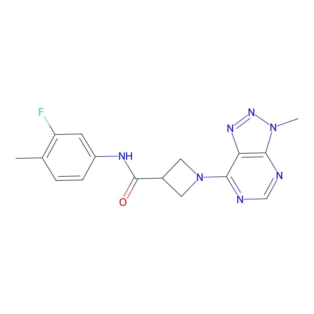 N-(3-fluoro-4-methylphenyl)-1-(3-methyl-3H-[1,2,3]triazolo[4,5-d]pyrimidin-7-yl)azetidine-3-carboxamide molecular structure, CAS 1448036-07-4