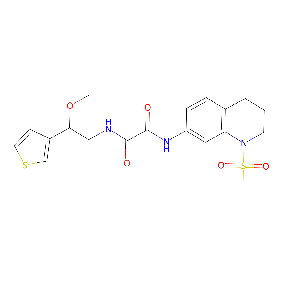 N1-(2-methoxy-2-(thiophen-3-yl)ethyl)-N2-(1-(methylsulfonyl)-1,2,3,4-tetrahydroquinolin-7-yl)oxalamide molecular structure, CAS 1448036-10-9