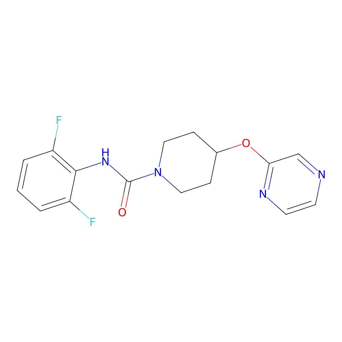 N-(2,6-difluorophenyl)-4-(pyrazin-2-yloxy)piperidine-1-carboxamide molecular structure, CAS 1448036-15-4