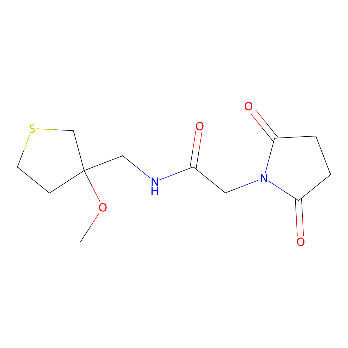 2-(2,5-Dioxopyrrolidin-1-YL)-N-[(3-methoxythiolan-3-YL)methyl]acetamide molecular structure, CAS 1448036-18-7