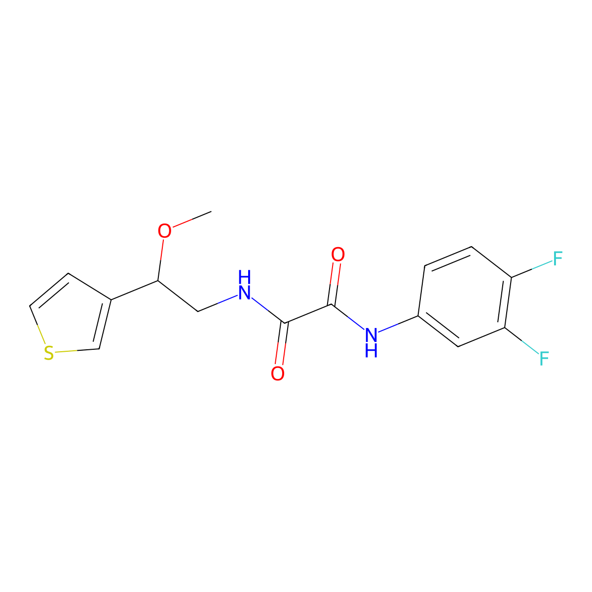 N1-(3,4-difluorophenyl)-N2-(2-methoxy-2-(thiophen-3-yl)ethyl)oxalamide molecular structure, CAS 1448036-28-9