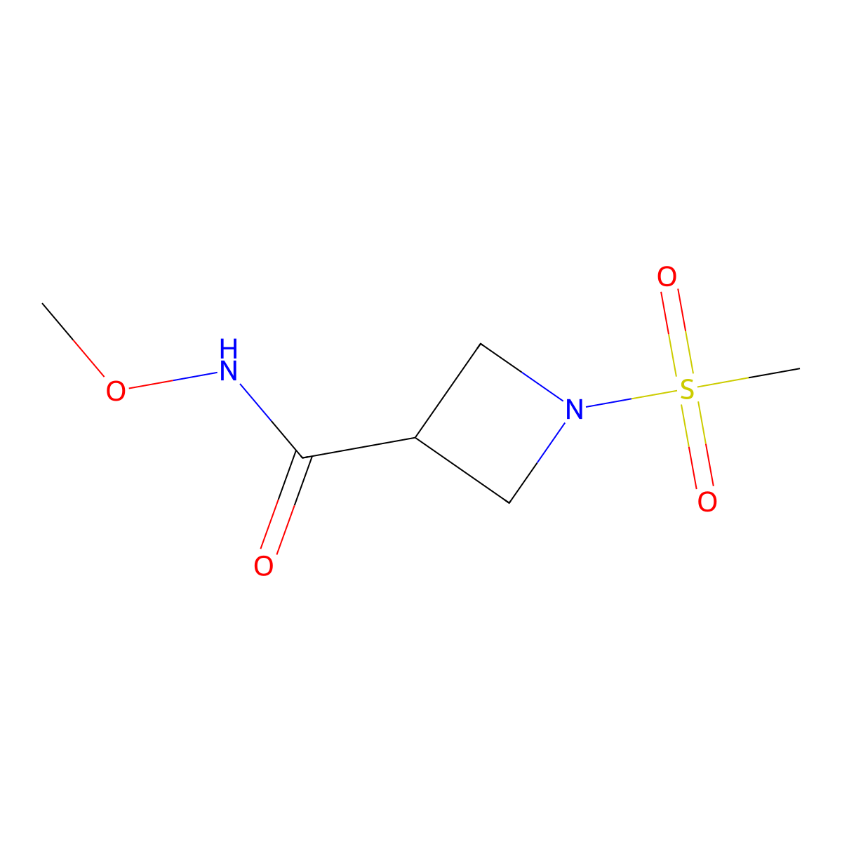 N-methoxy-1-(methylsulfonyl)azetidine-3-carboxamide molecular structure, CAS 1448036-30-3