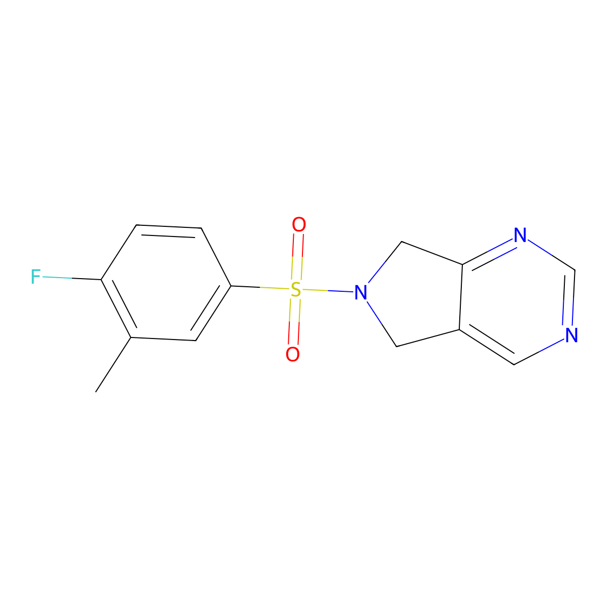 6-((4-fluoro-3-methylphenyl)sulfonyl)-6,7-dihydro-5H-pyrrolo[3,4-d]pyrimidine molecular structure, CAS 1448036-31-4