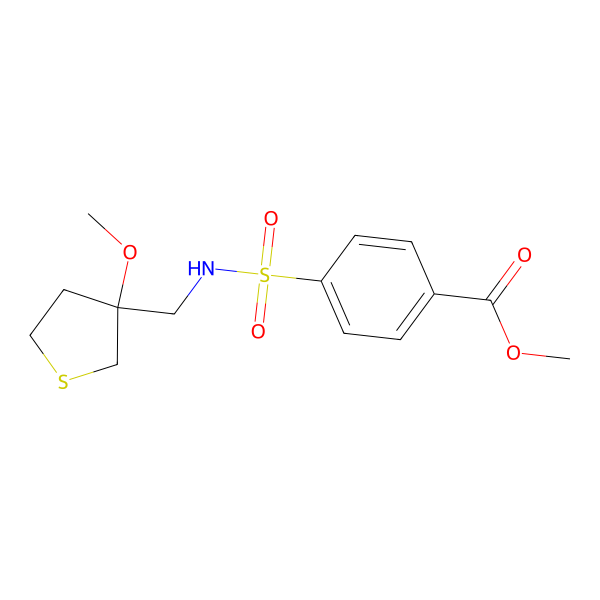 methyl 4-(N-((3-methoxytetrahydrothiophen-3-yl)methyl)sulfamoyl)benzoate molecular structure, CAS 1448036-37-0