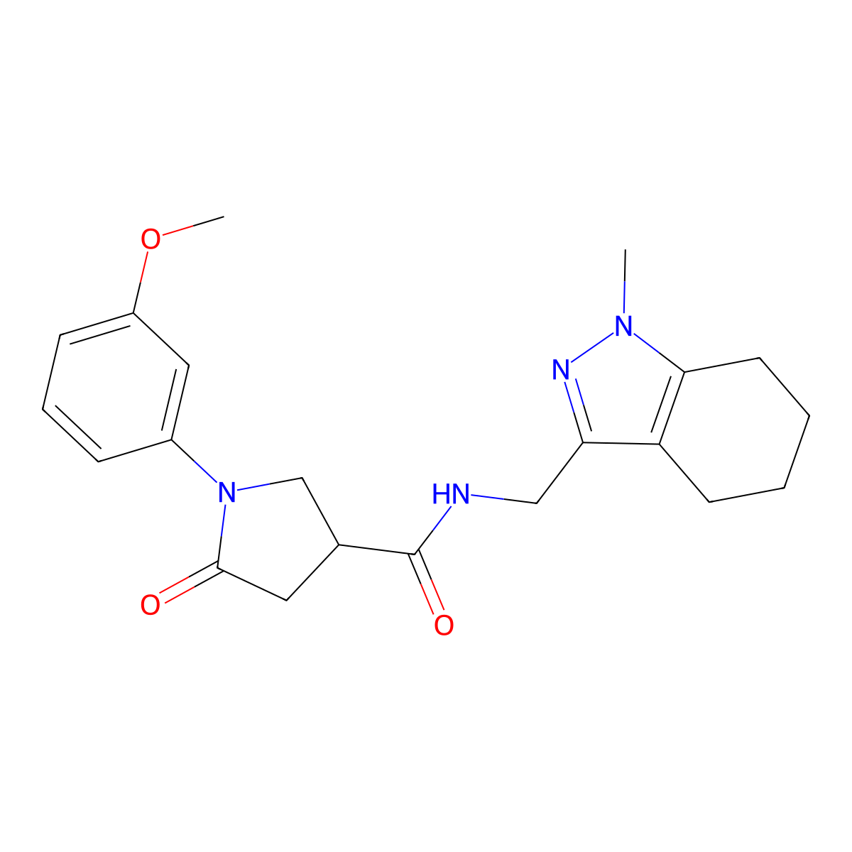 1-(3-methoxyphenyl)-N-[(1-methyl-4,5,6,7-tetrahydro-1H-indazol-3-yl)methyl]-5-oxopyrrolidine-3-carboxamide molecular structure, CAS 1448036-44-9