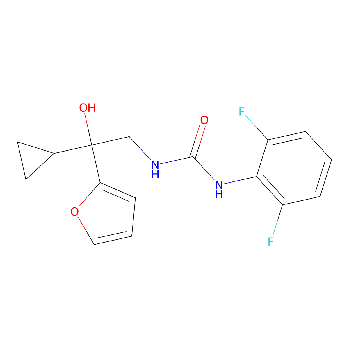 1-(2-Cyclopropyl-2-(furan-2-yl)-2-hydroxyethyl)-3-(2,6-difluorophenyl)urea molecular structure, CAS 1448036-46-1