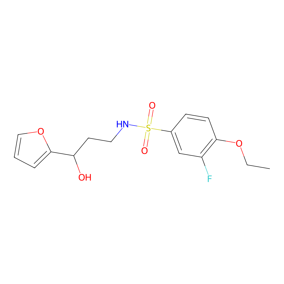4-ethoxy-3-fluoro-N-(3-(furan-2-yl)-3-hydroxypropyl)benzenesulfonamide molecular structure, CAS 1448036-50-7