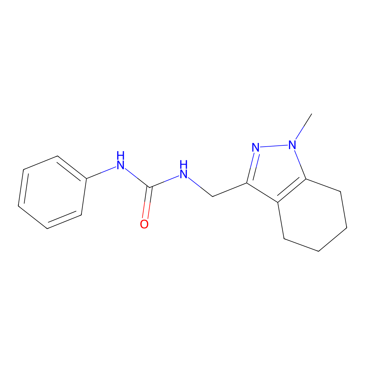 1-((1-methyl-4,5,6,7-tetrahydro-1H-indazol-3-yl)methyl)-3-phenylurea molecular structure, CAS 1448036-53-0