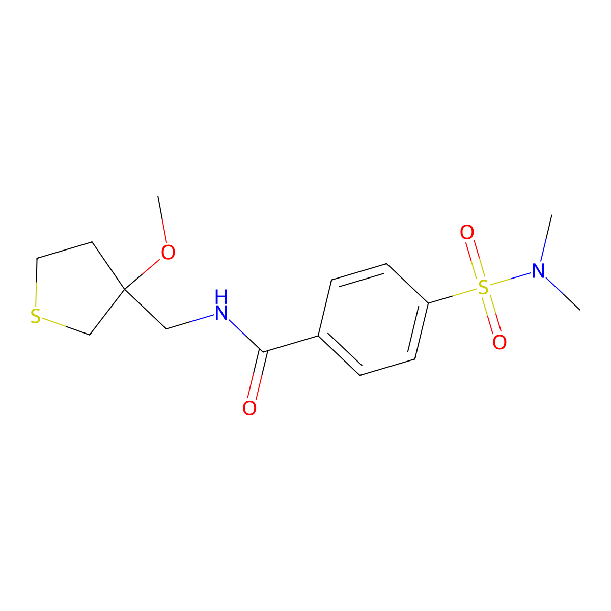 4-(Dimethylsulfamoyl)-N-[(3-methoxythiolan-3-YL)methyl]benzamide molecular structure, CAS 1448036-57-4