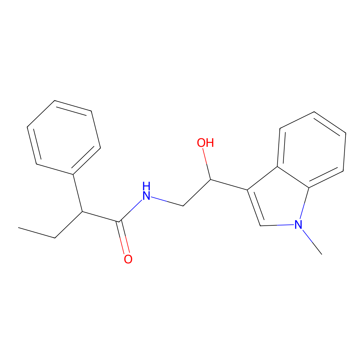 N-(2-hydroxy-2-(1-methyl-1H-indol-3-yl)ethyl)-2-phenylbutanamide molecular structure, CAS 1448036-59-6