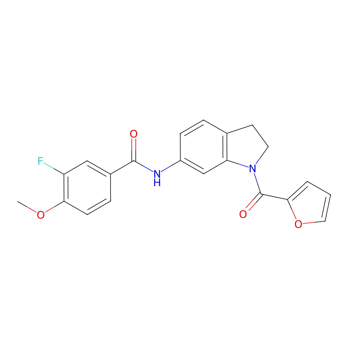 3-fluoro-N-(1-(furan-2-carbonyl)indolin-6-yl)-4-methoxybenzamide molecular structure, CAS 1448036-62-1