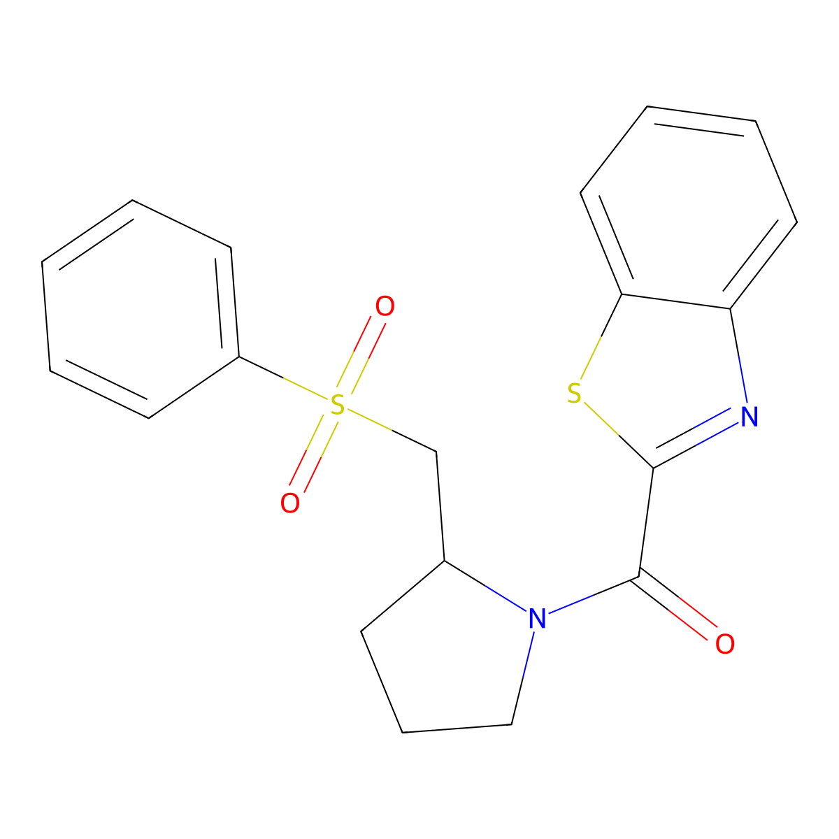 Benzo[d]thiazol-2-yl(2-((phenylsulfonyl)methyl)pyrrolidin-1-yl)methanone molecular structure, CAS 1448036-63-2