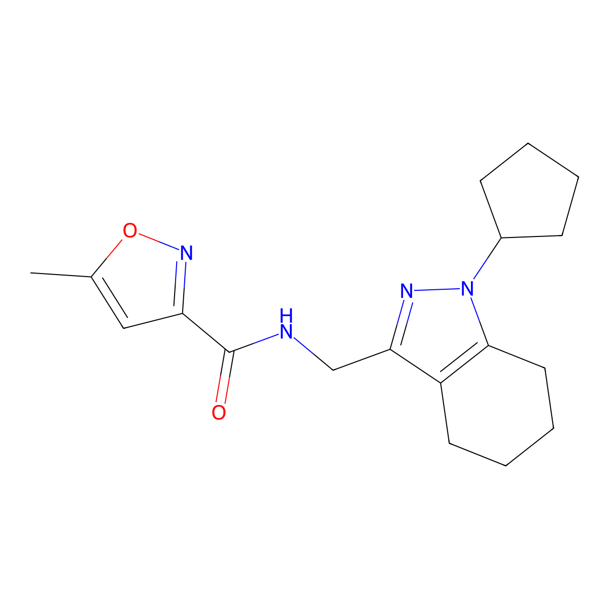 N-((1-cyclopentyl-4,5,6,7-tetrahydro-1H-indazol-3-yl)methyl)-5-methylisoxazole-3-carboxamide molecular structure, CAS 1448036-64-3