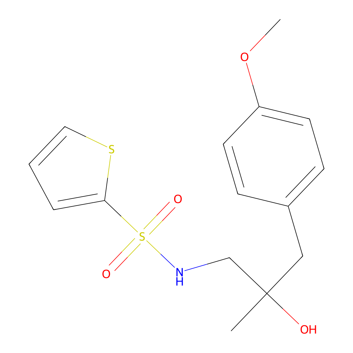 N-[2-Hydroxy-3-(4-methoxyphenyl)-2-methylpropyl]thiophene-2-sulfonamide molecular structure, CAS 1448036-66-5