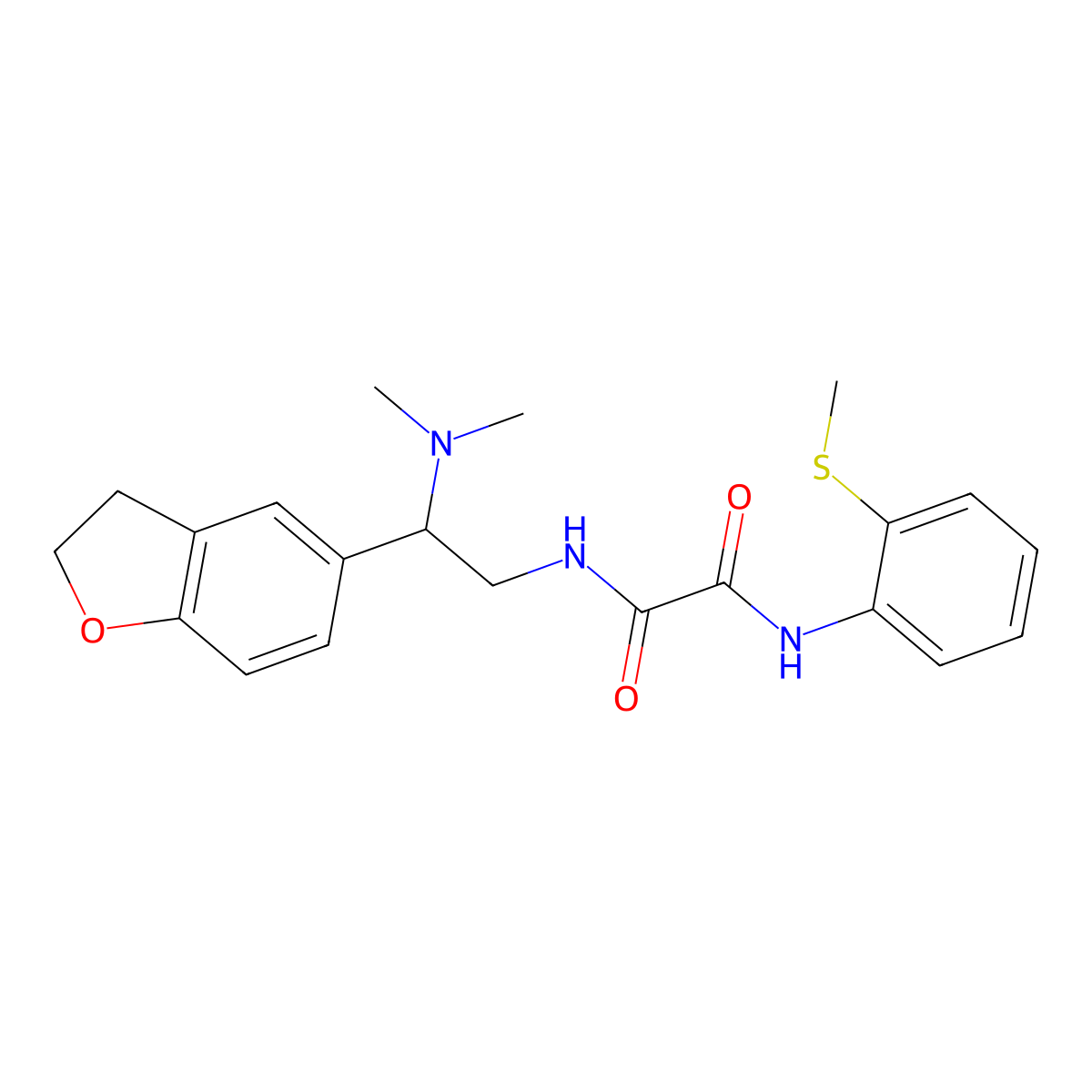 N1-(2-(2,3-dihydrobenzofuran-5-yl)-2-(dimethylamino)ethyl)-N2-(2-(methylthio)phenyl)oxalamide molecular structure, CAS 1448036-69-8