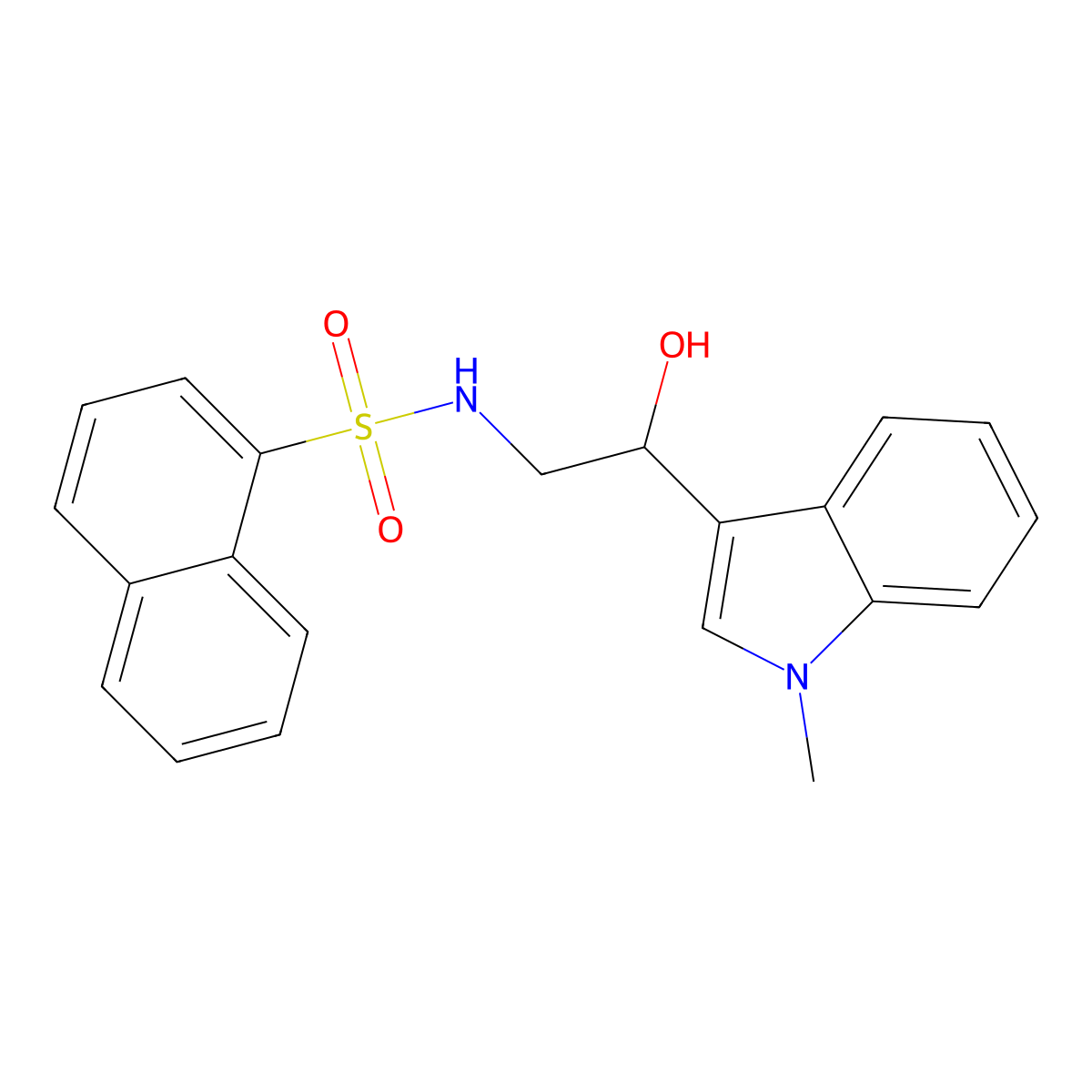 N-(2-hydroxy-2-(1-methyl-1H-indol-3-yl)ethyl)naphthalene-1-sulfonamide molecular structure, CAS 1448036-71-2