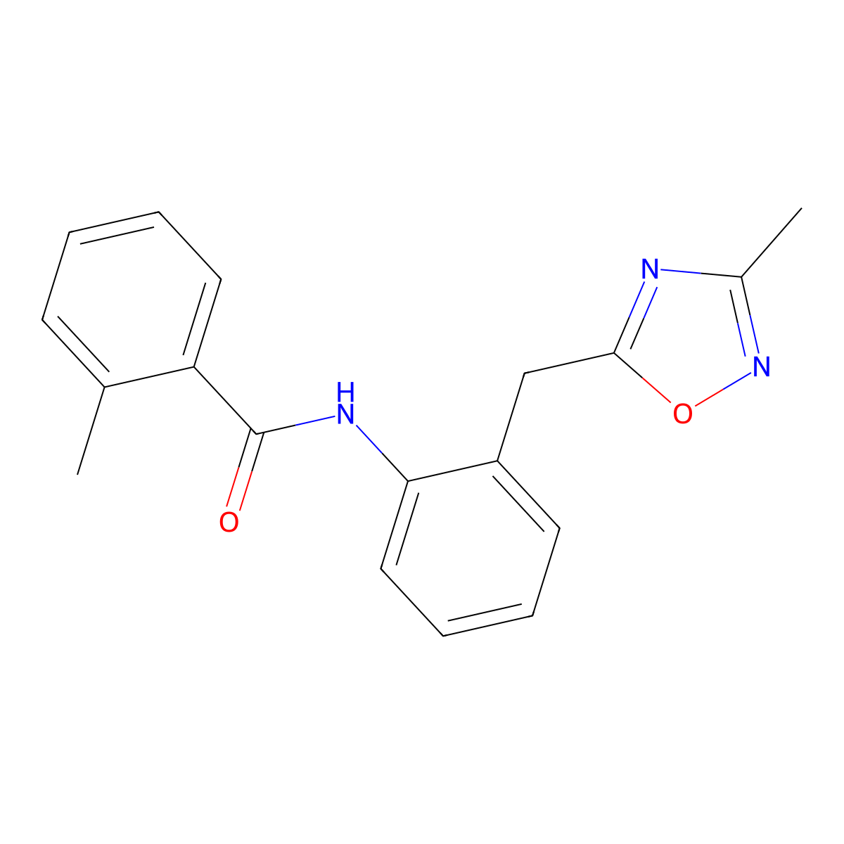 2-Methyl-N-{2-[(3-methyl-1,2,4-oxadiazol-5-YL)methyl]phenyl}benzamide molecular structure, CAS 1448036-73-4
