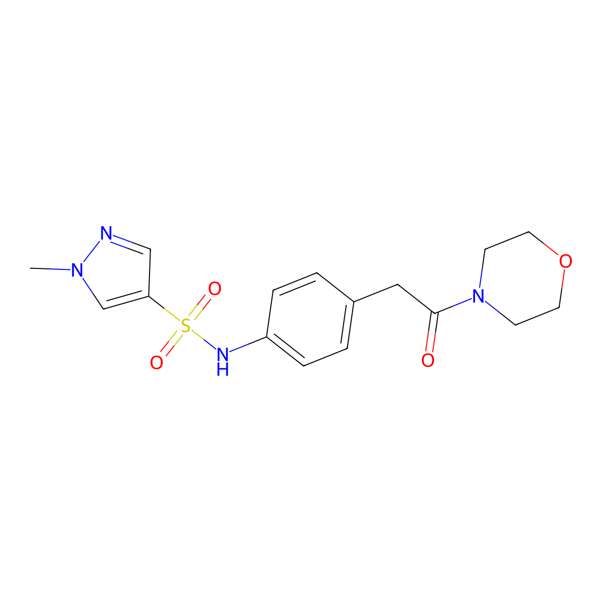 1-methyl-N-(4-(2-morpholino-2-oxoethyl)phenyl)-1H-pyrazole-4-sulfonamide molecular structure, CAS 1448036-78-9