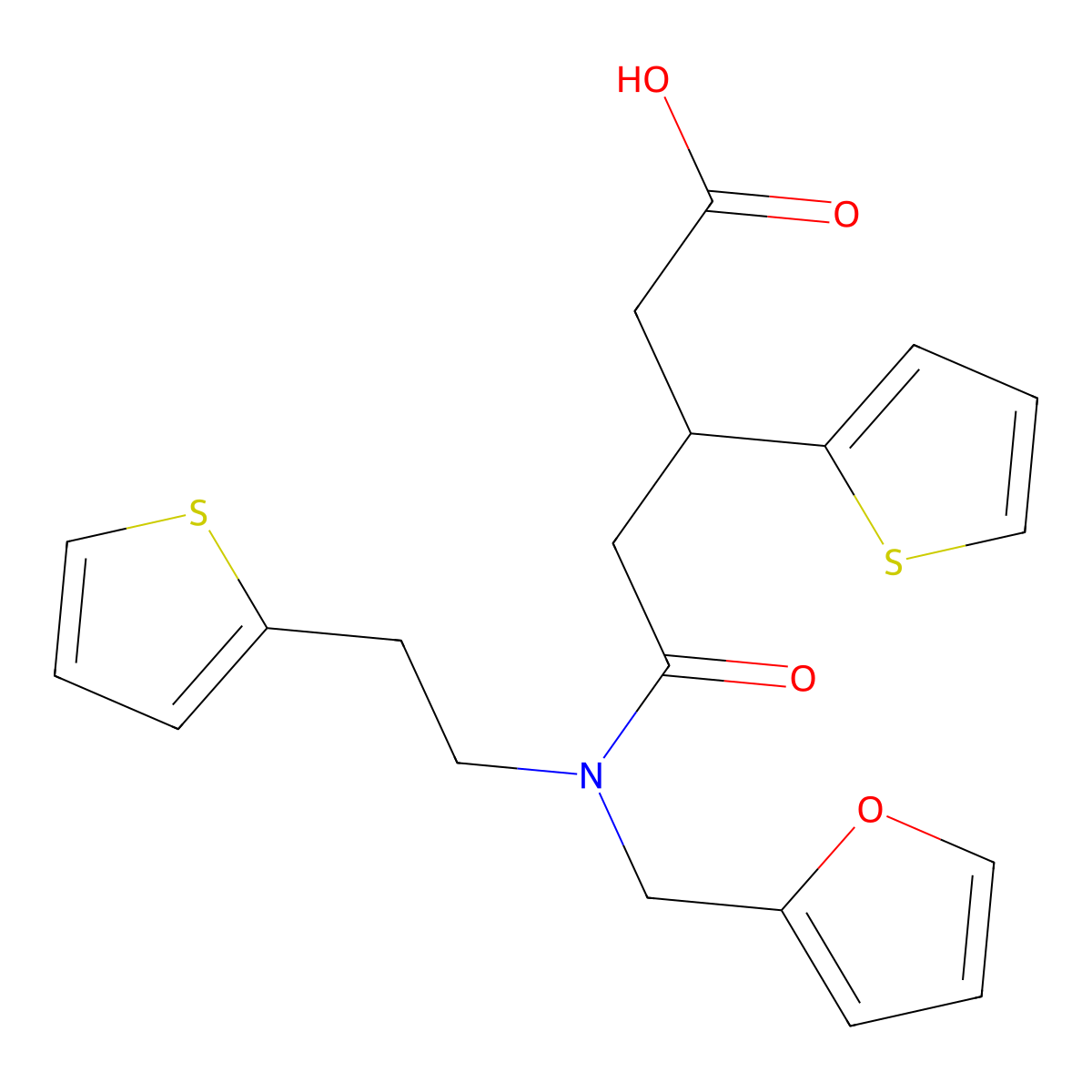 5-((Furan-2-ylmethyl)(2-(thiophen-2-yl)ethyl)amino)-5-oxo-3-(thiophen-2-yl)pentanoic acid molecular structure, CAS 1448036-79-0