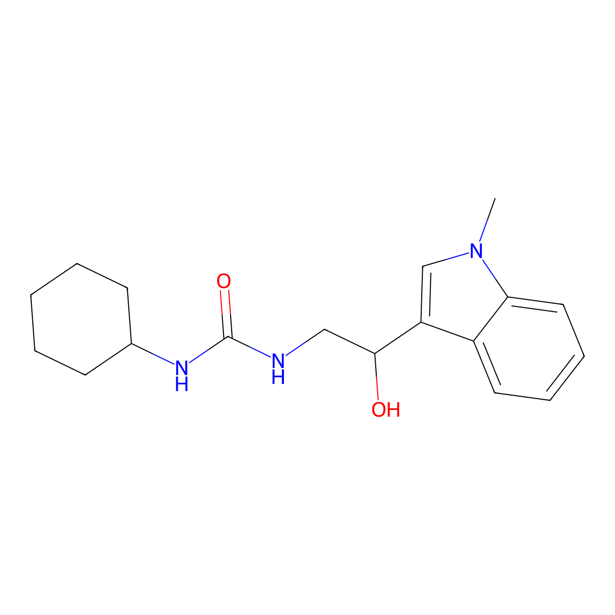 1-cyclohexyl-3-(2-hydroxy-2-(1-methyl-1H-indol-3-yl)ethyl)urea molecular structure, CAS 1448036-80-3