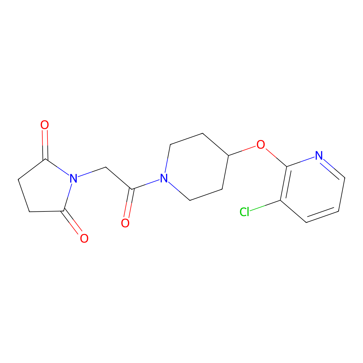 1-(2-(4-((3-Chloropyridin-2-yl)oxy)piperidin-1-yl)-2-oxoethyl)pyrrolidine-2,5-dione molecular structure, CAS 1448036-82-5