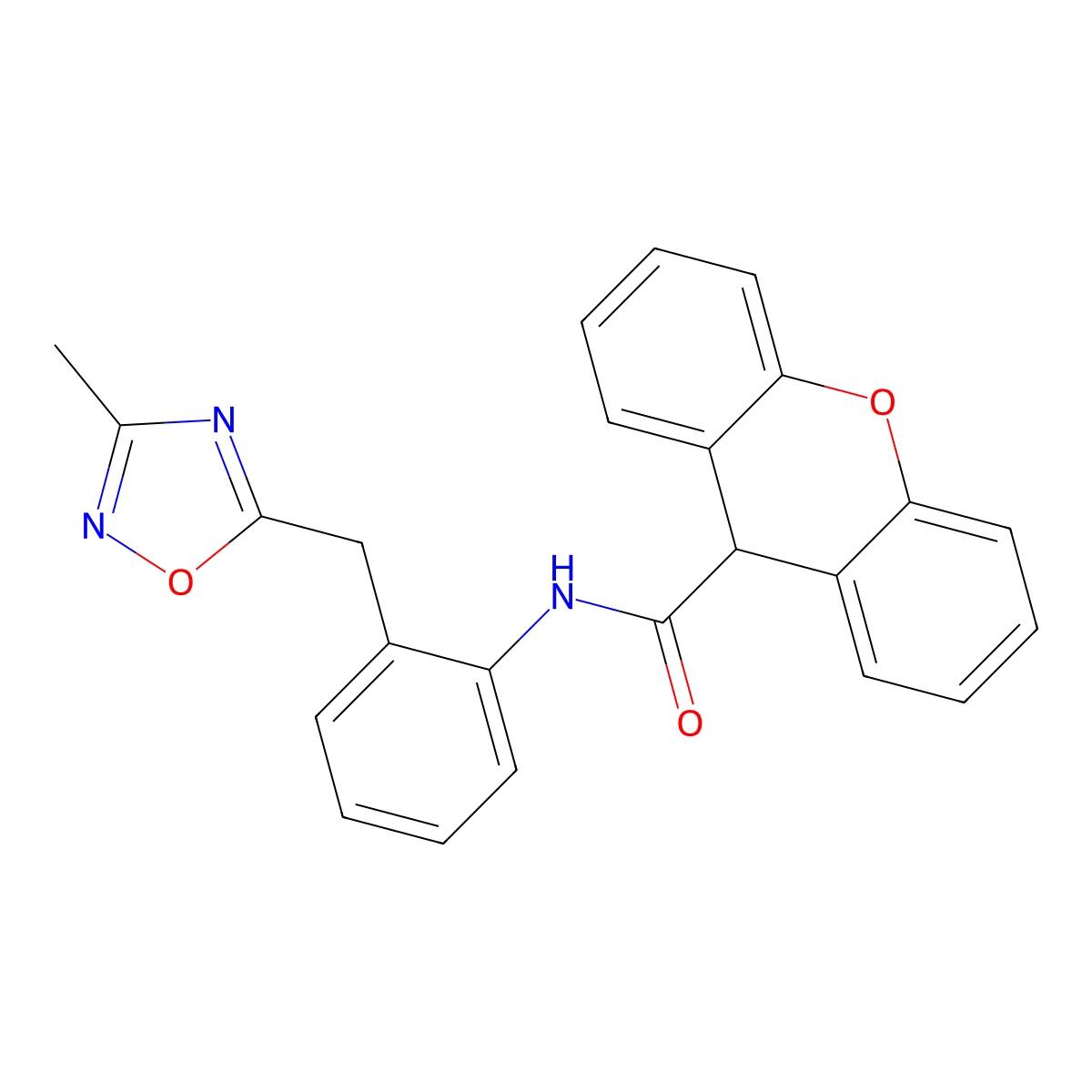 N-{2-[(3-Methyl-1,2,4-oxadiazol-5-YL)methyl]phenyl}-9H-xanthene-9-carboxamide molecular structure, CAS 1448036-83-6