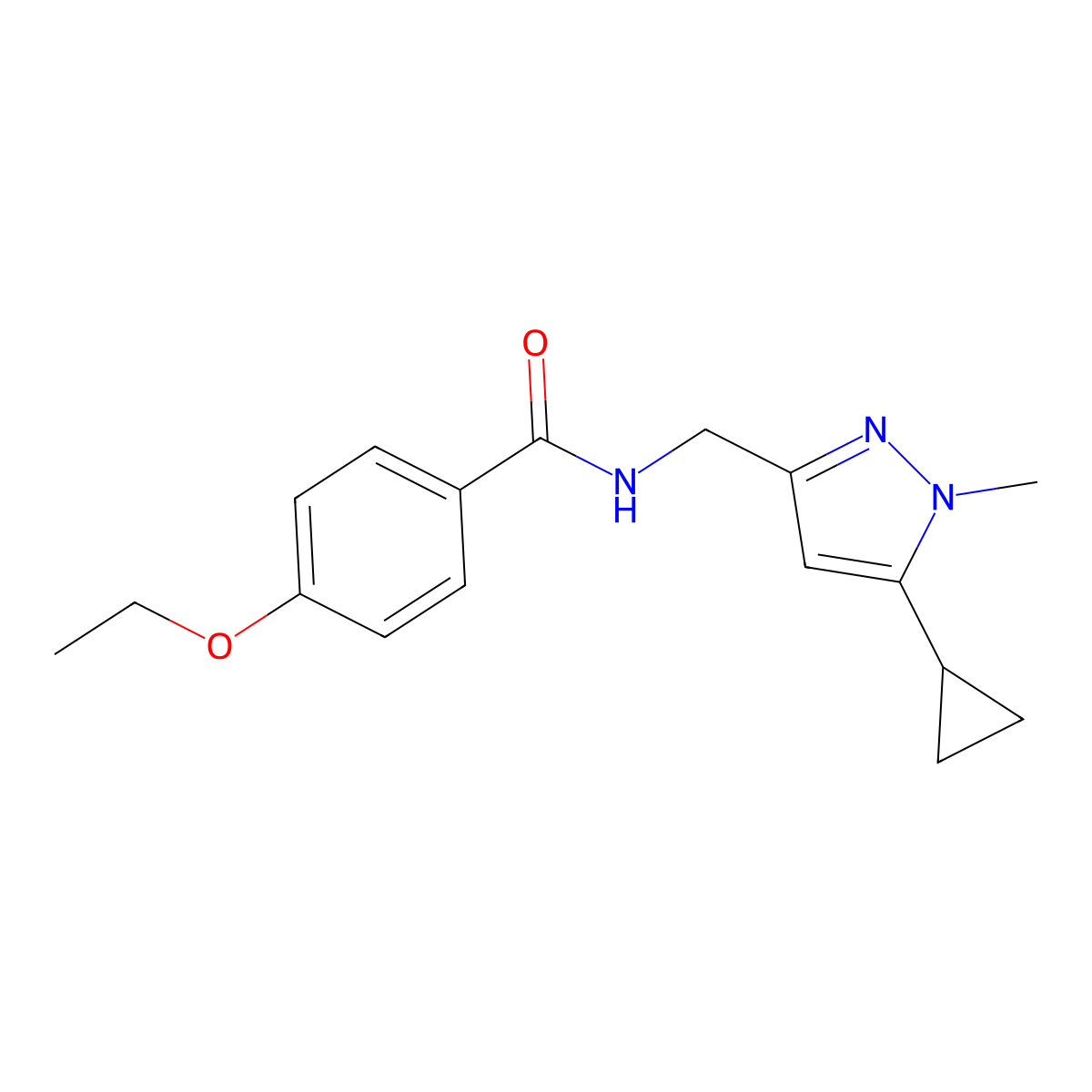 N-[(5-cyclopropyl-1-methyl-1H-pyrazol-3-yl)methyl]-4-ethoxybenzamide molecular structure, CAS 1448036-92-7
