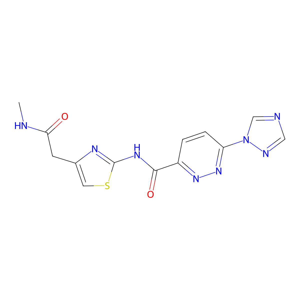 N-(4-(2-(methylamino)-2-oxoethyl)thiazol-2-yl)-6-(1H-1,2,4-triazol-1-yl)pyridazine-3-carboxamide molecular structure, CAS 1448036-93-8