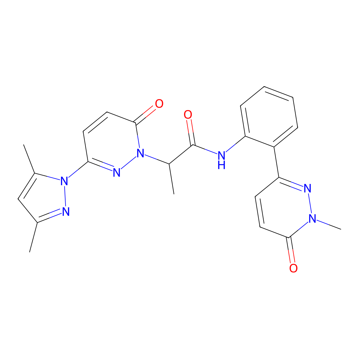 2-(3-(3,5-dimethyl-1H-pyrazol-1-yl)-6-oxopyridazin-1(6H)-yl)-N-(2-(1-methyl-6-oxo-1,6-dihydropyridazin-3-yl)phenyl)propanamide molecular structure, CAS 1448036-94-9