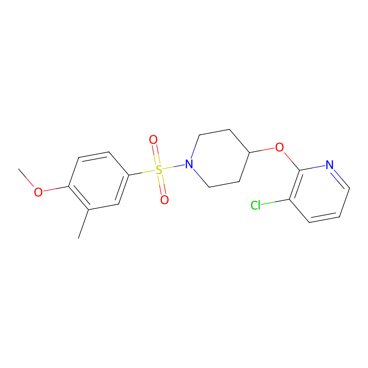 3-Chloro-2-((1-((4-methoxy-3-methylphenyl)sulfonyl)piperidin-4-yl)oxy)pyridine molecular structure, CAS 1448036-95-0