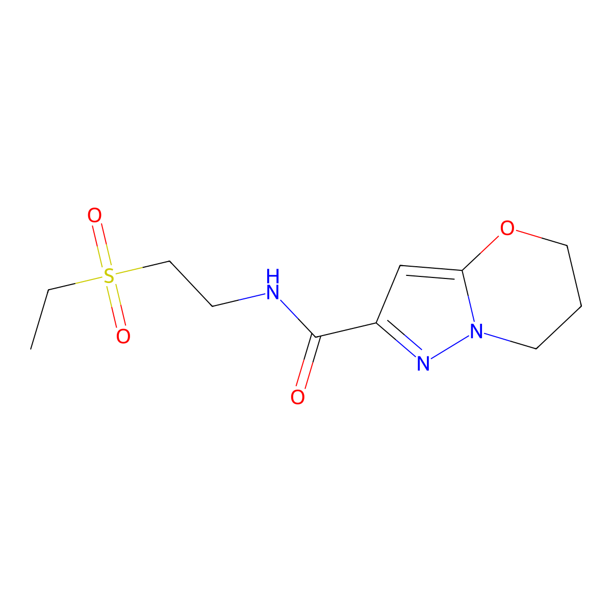 N-(2-(ethylsulfonyl)ethyl)-6,7-dihydro-5H-pyrazolo[5,1-b][1,3]oxazine-2-carboxamide molecular structure, CAS 1448036-99-4