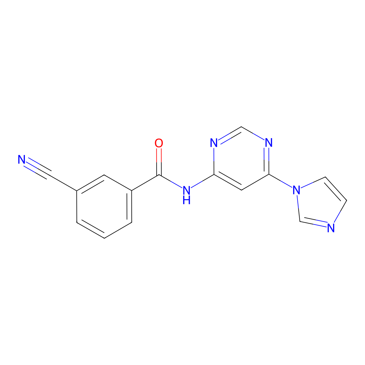 N-(6-(1H-imidazol-1-yl)pyrimidin-4-yl)-3-cyanobenzamide molecular structure, CAS 1448037-05-5