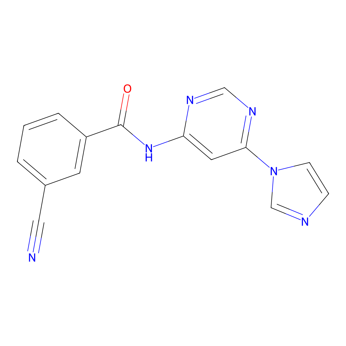 N-(6-(1H-imidazol-1-yl)pyrimidin-4-yl)-3-cyanobenzamide molecular structure, CAS 1448037-05-5