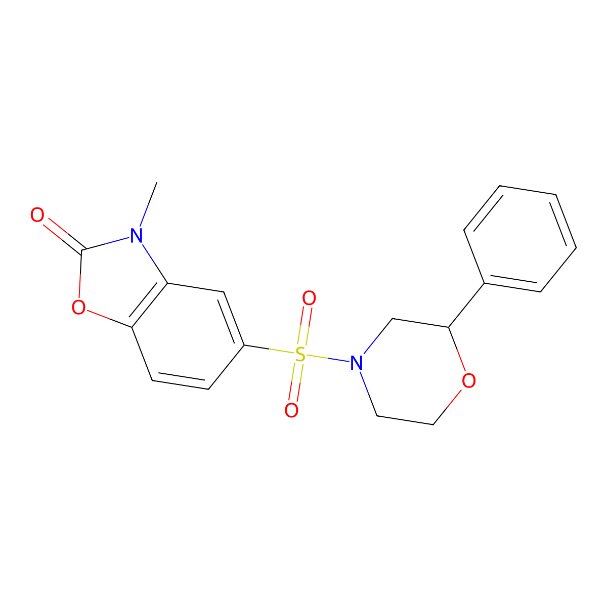 3-methyl-5-((2-phenylmorpholino)sulfonyl)benzo[d]oxazol-2(3H)-one molecular structure, CAS 1448037-10-2