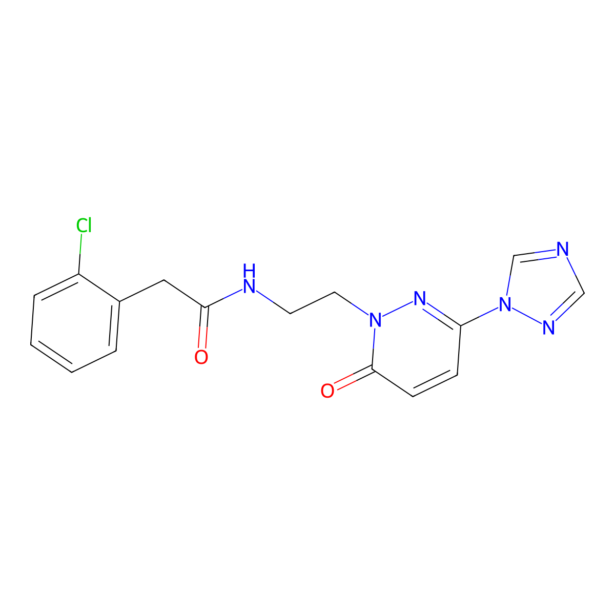 2-(2-chlorophenyl)-N-(2-(6-oxo-3-(1H-1,2,4-triazol-1-yl)pyridazin-1(6H)-yl)ethyl)acetamide molecular structure, CAS 1448037-18-0