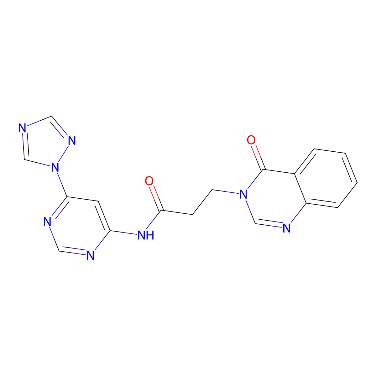 N-(6-(1H-1,2,4-triazol-1-yl)pyrimidin-4-yl)-3-(4-oxoquinazolin-3(4H)-yl)propanamide molecular structure, CAS 1448037-19-1