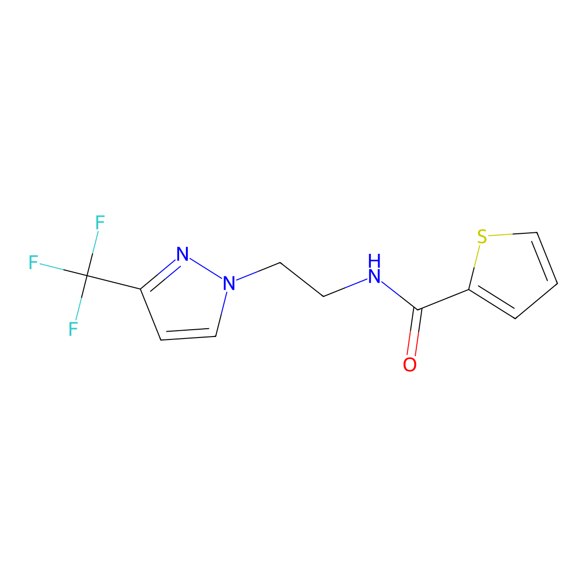 N-{2-[3-(trifluoromethyl)-1H-pyrazol-1-yl]ethyl}thiophene-2-carboxamide molecular structure, CAS 1448037-22-6