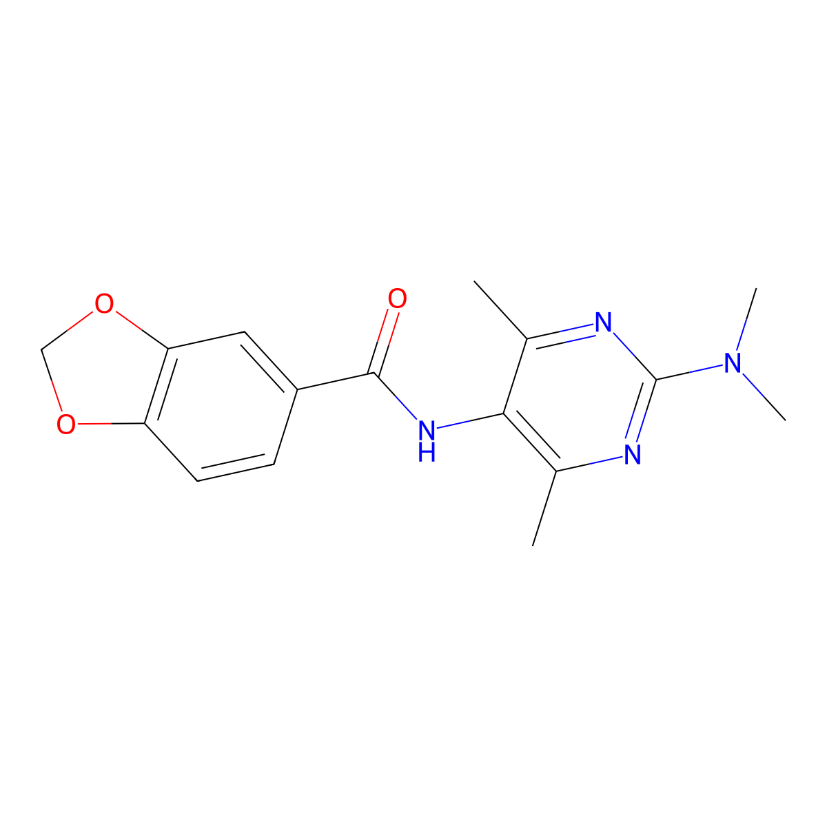 N-[2-(Dimethylamino)-4,6-dimethylpyrimidin-5-YL]-2H-1,3-benzodioxole-5-carboxamide molecular structure, CAS 1448037-24-8