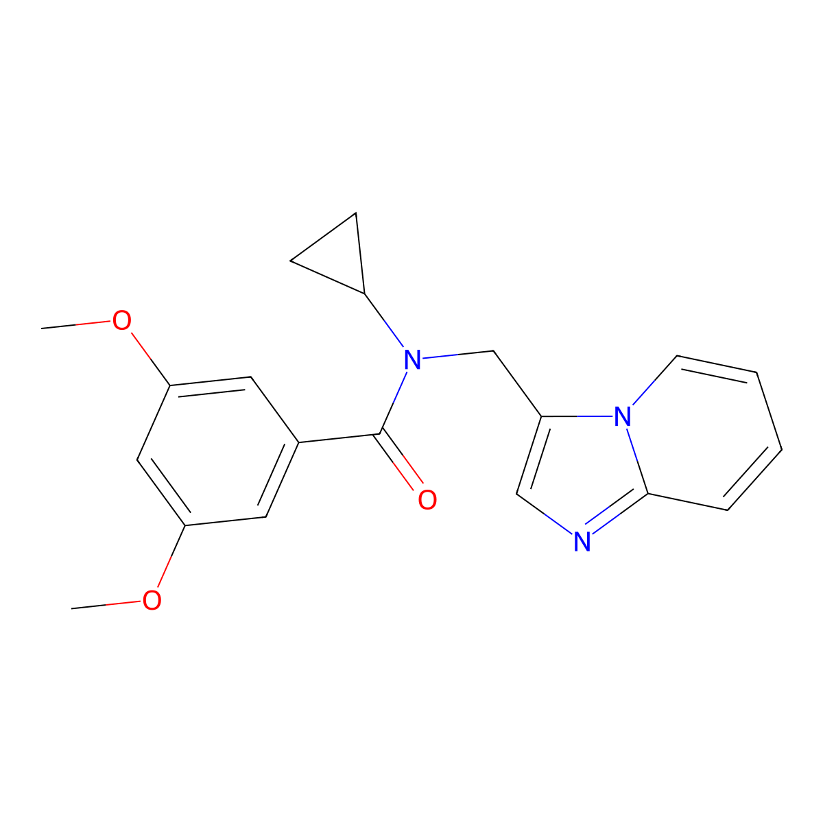 N-cyclopropyl-N-(imidazo[1,2-a]pyridin-3-ylmethyl)-3,5-dimethoxybenzamide molecular structure, CAS 1448037-26-0