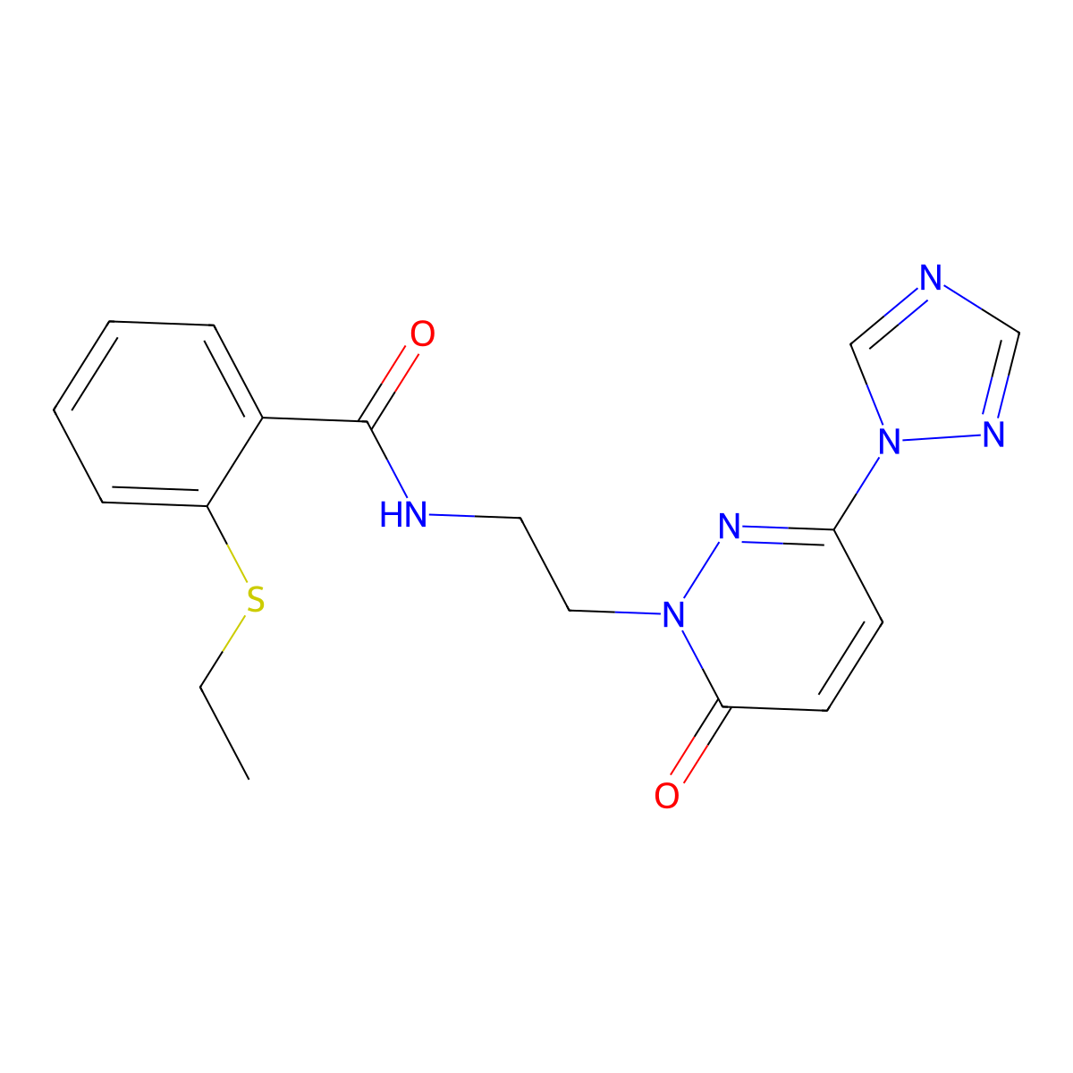 2-(ethylthio)-N-(2-(6-oxo-3-(1H-1,2,4-triazol-1-yl)pyridazin-1(6H)-yl)ethyl)benzamide molecular structure, CAS 1448037-30-6