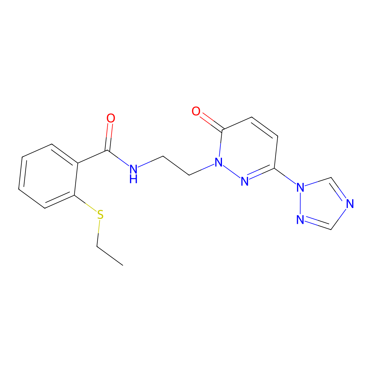 2-(ethylthio)-N-(2-(6-oxo-3-(1H-1,2,4-triazol-1-yl)pyridazin-1(6H)-yl)ethyl)benzamide molecular structure, CAS 1448037-30-6