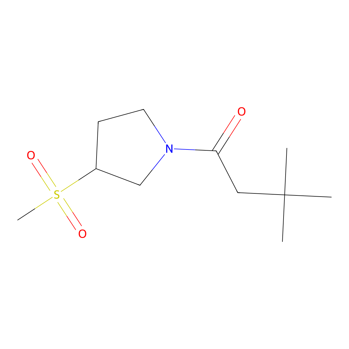 3,3-Dimethyl-1-(3-(methylsulfonyl)pyrrolidin-1-yl)butan-1-one molecular structure, CAS 1448037-33-9