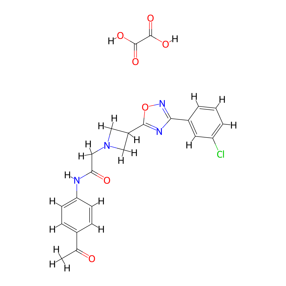 N-(4-acetylphenyl)-2-(3-(3-(3-chlorophenyl)-1,2,4-oxadiazol-5-yl)azetidin-1-yl)acetamide oxalate molecular structure, CAS 1448037-35-1