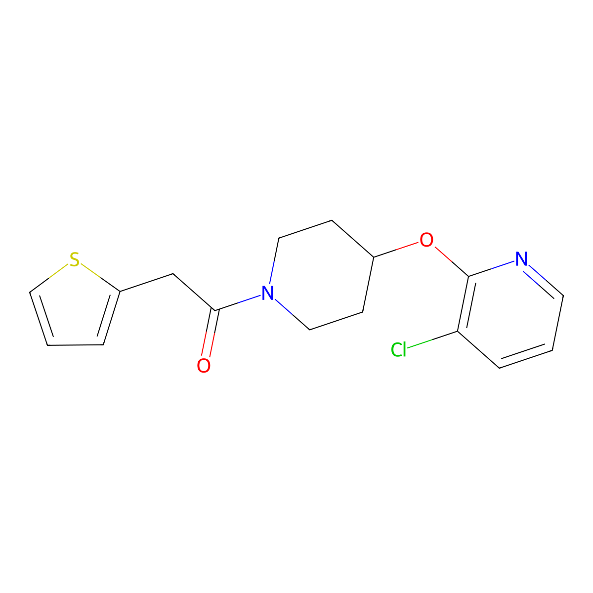 1-(4-((3-Chloropyridin-2-yl)oxy)piperidin-1-yl)-2-(thiophen-2-yl)ethanone molecular structure, CAS 1448037-38-4