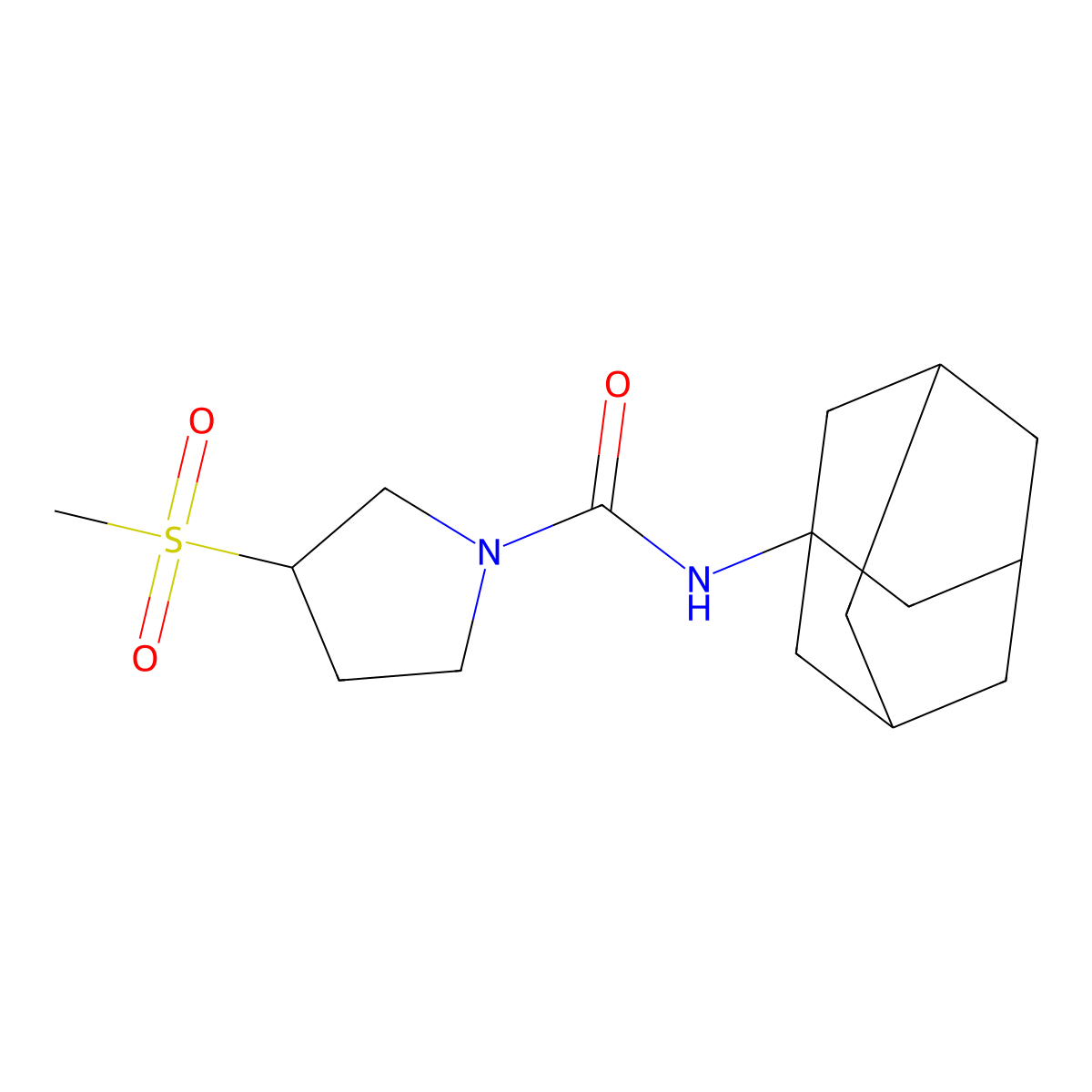 N-(adamantan-1-yl)-3-methanesulfonylpyrrolidine-1-carboxamide molecular structure, CAS 1448037-53-3