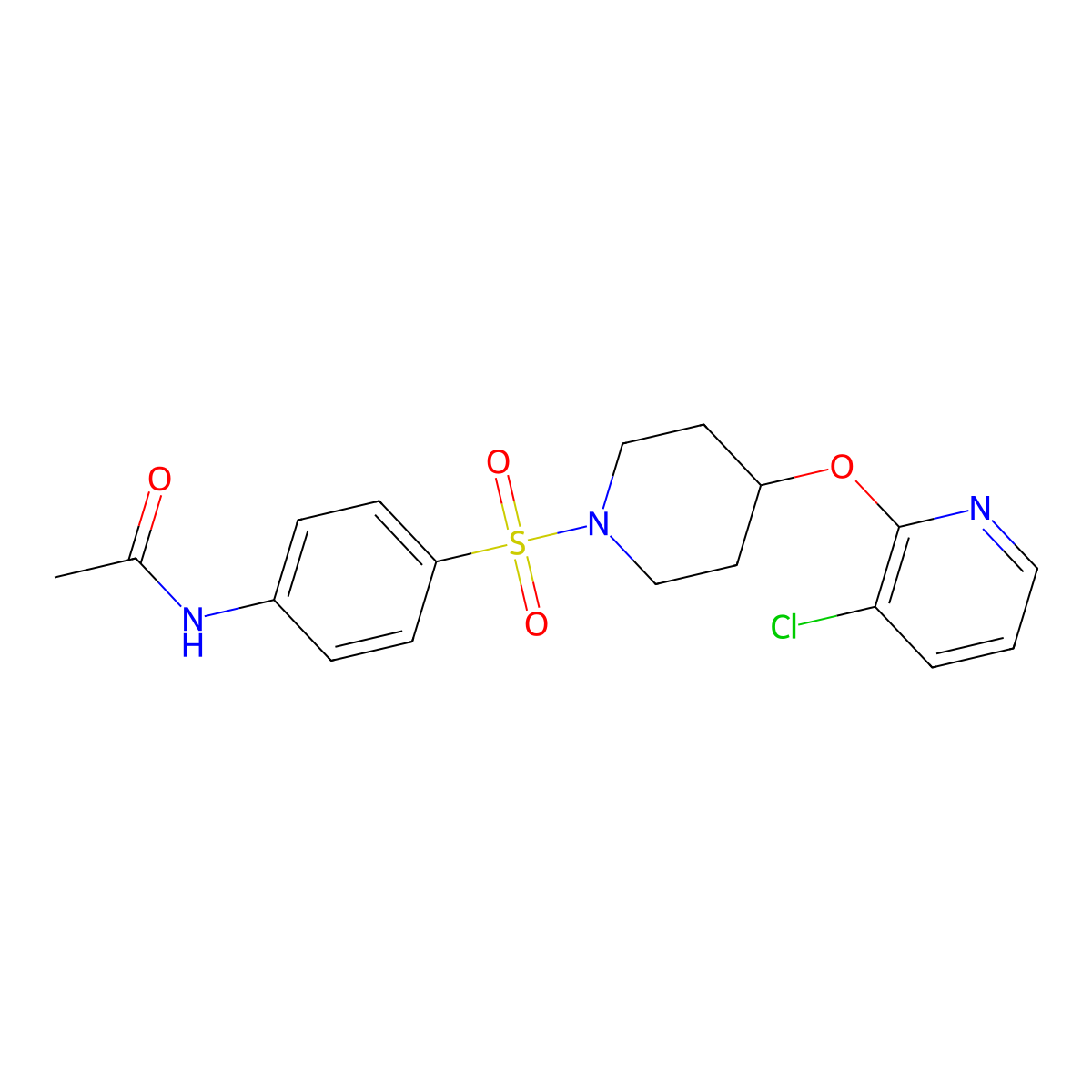 N-(4-((4-((3-chloropyridin-2-yl)oxy)piperidin-1-yl)sulfonyl)phenyl)acetamide molecular structure, CAS 1448037-54-4