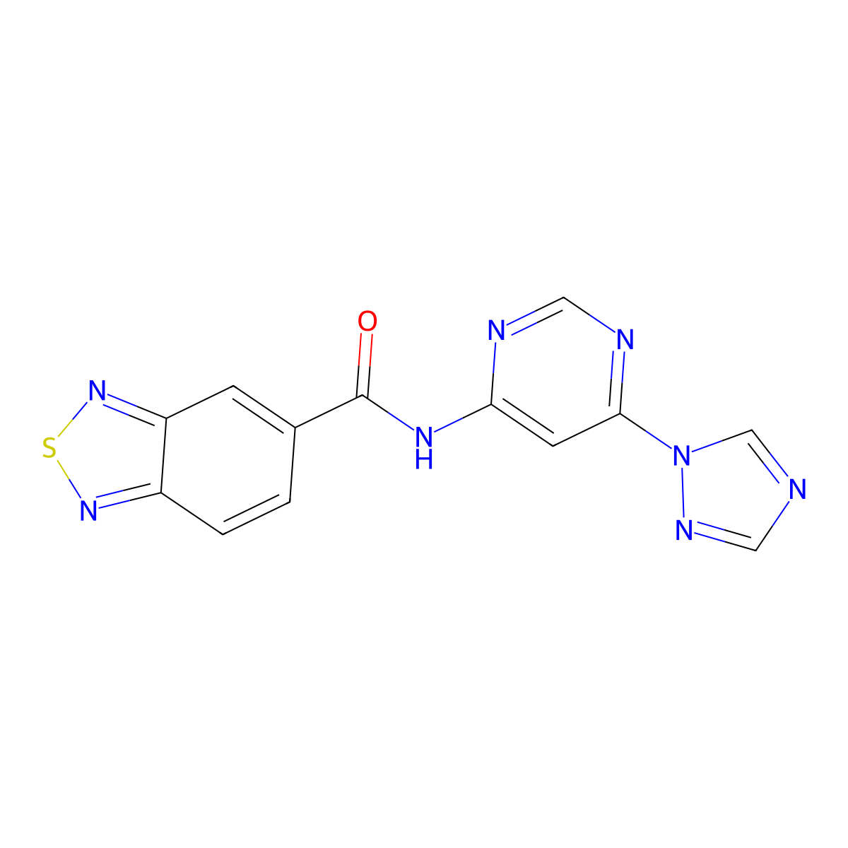 N-(6-(1H-1,2,4-triazol-1-yl)pyrimidin-4-yl)benzo[c][1,2,5]thiadiazole-5-carboxamide molecular structure, CAS 1448037-62-4